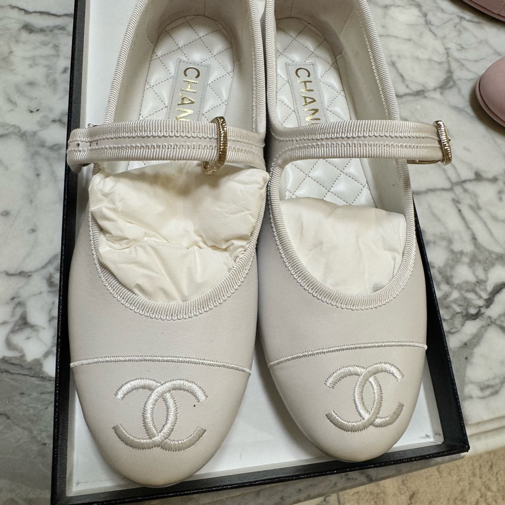 Brand New Viral Sold Out - Chanel Women's White Mary Jane Ballet Flats